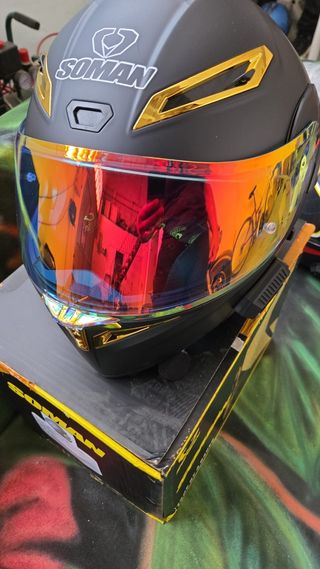 2 Cascos moto Soman con intercomunicador Bluetooth