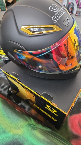 2 Cascos moto Soman con intercomunicador Bluetooth