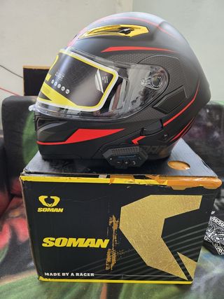 2 Cascos moto Soman con intercomunicador Bluetooth