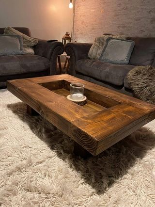 Mesa centro rústica madera maciza
