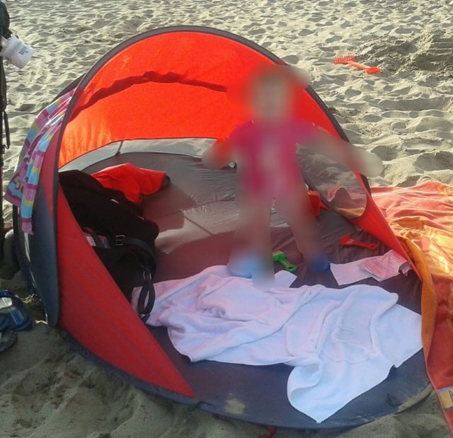 Parasol Playa Plegable Rojo