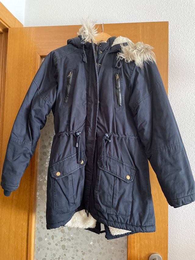 Abrigo capucha, azul marino