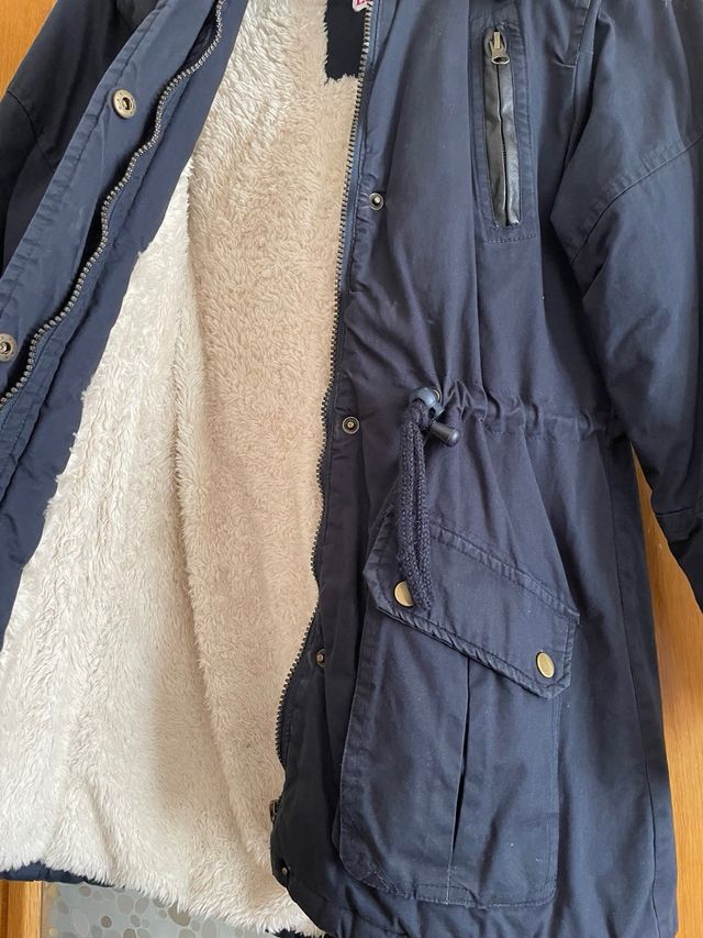 Abrigo capucha, azul marino