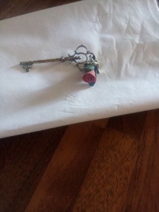 Chiave d'argento con rosa
