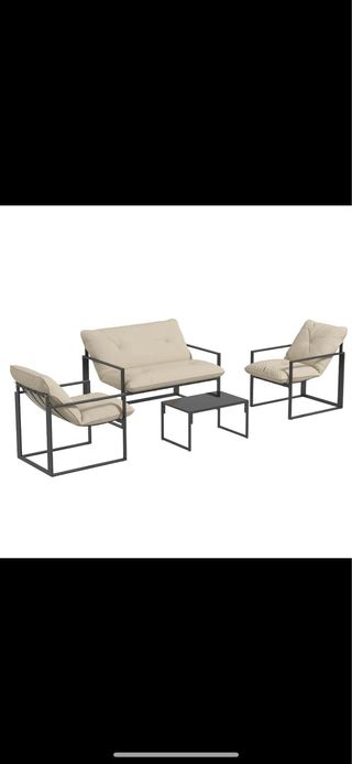 Conjunto jardín 4 piezas - beige/negro