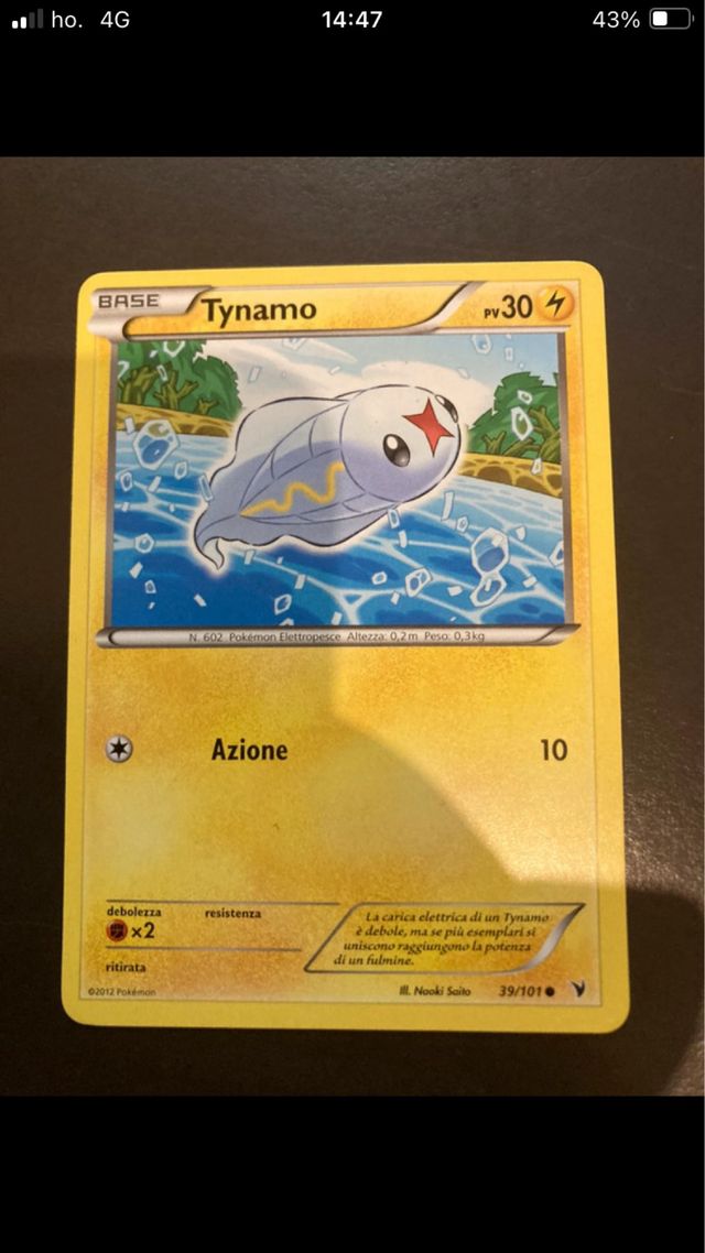 Carta . Pokémon . Tynamo . 039/101
