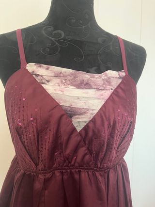 Top Benetton scollato rosso borgogna