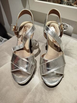 Sandalias Plataforma Plata