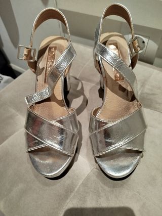 Sandalias Plataforma Plata