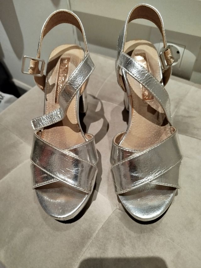 Sandalias Plataforma Plata