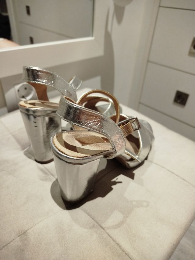 Sandalias Plataforma Plata