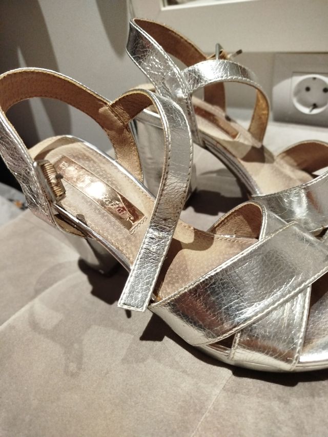 Sandalias Plataforma Plata
