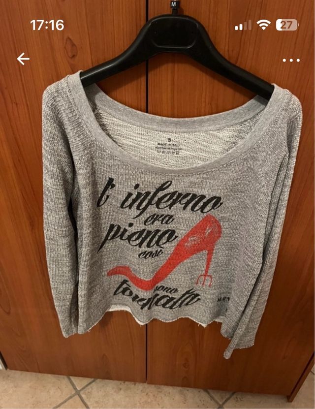 Maglia Grigia Cotone Maniche Lunghe Tg L