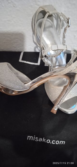 Zapatos tacón plata brillantes
