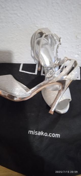 Zapatos tacón plata brillantes