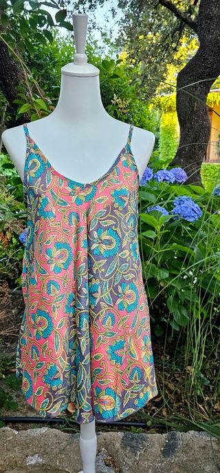 Conjunto top y chaqueta overall reversible paisley