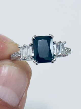 Anillo Ajustable - Plata 925 / Negro Brillante