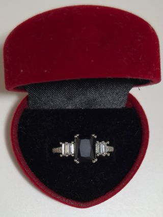 Anillo Ajustable - Plata 925 / Negro Brillante