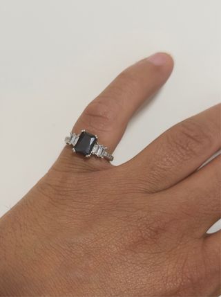 Anillo Ajustable - Plata 925 / Negro Brillante