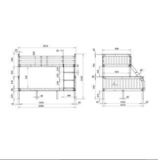 Litera blanca de madera - Cama doble