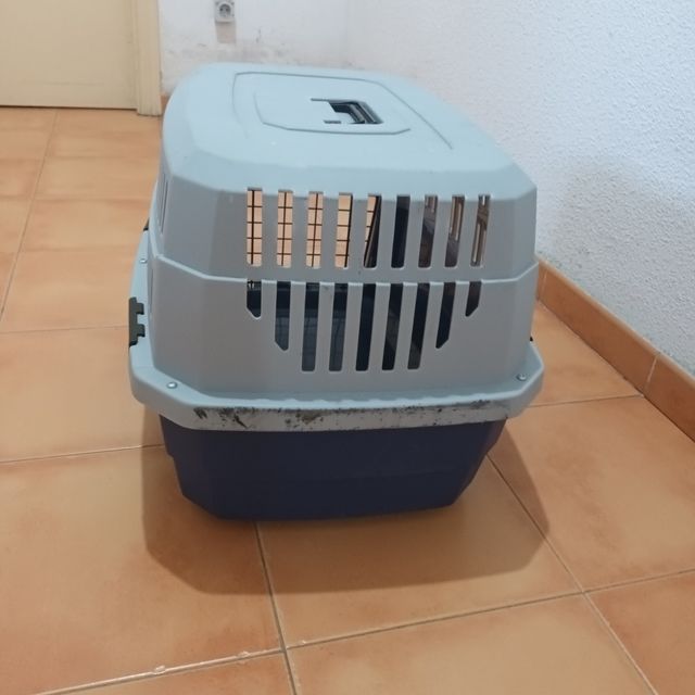 Transportín perro azul y gris
