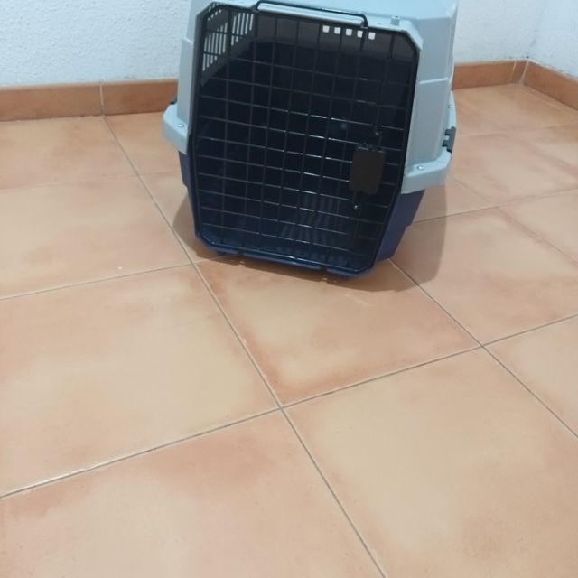 Transportín perro azul y gris