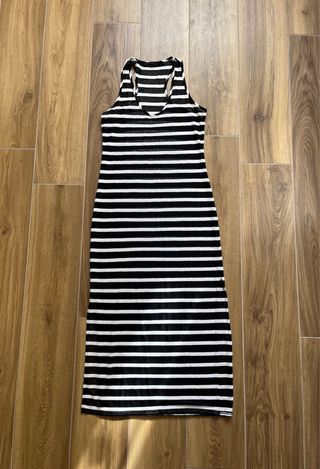 Vestito lungo a righe bianco e nero edtivo donna