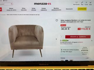Sillón Menzzo-es beige terciopelo