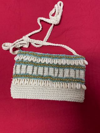 Nuova Borsetta uncinetto beige e turchese