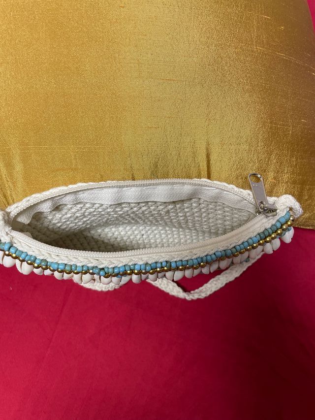 Nuova Borsetta uncinetto beige e turchese