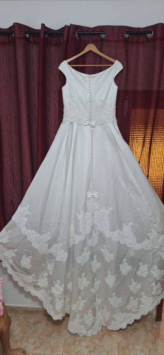 Vestido novia blanco encaje