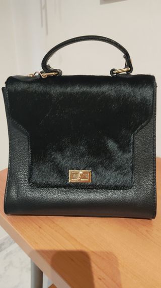 Bolso negro piel - bandolera