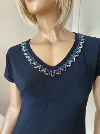 Abito blu con dettagli Multicolor 