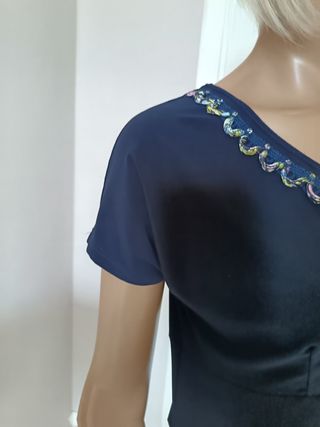 Abito blu con dettagli Multicolor 