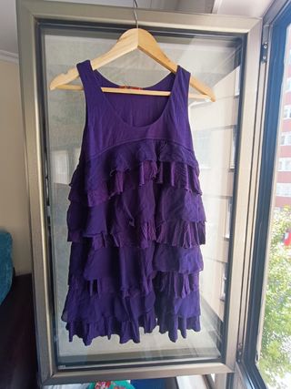 Camiseta morada volantes talla grande 