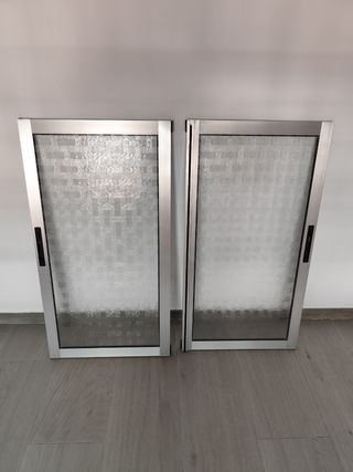 6 ventanas Cristal Aluminio Plateado.