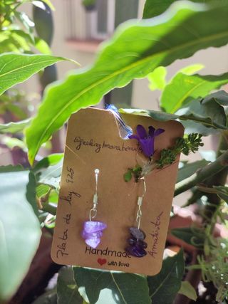 Pendientes Plata 925 Coral Rojo,Amatista...