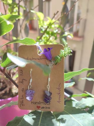 Pendientes Plata 925 Coral Rojo,Amatista...