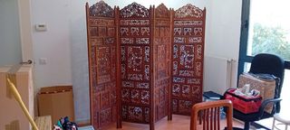 Biombo madera tallada 4 hojas