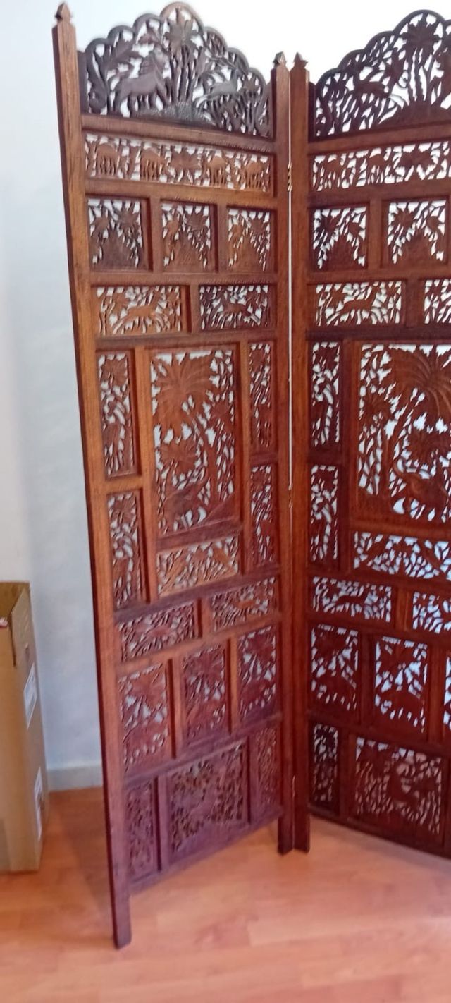 Biombo madera tallada 4 hojas