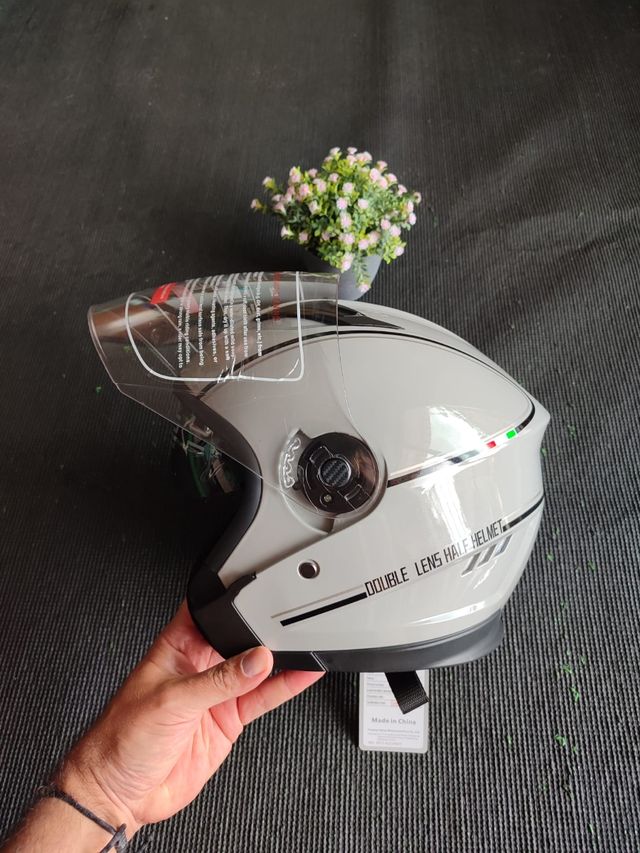 Casco moto jet gris talla L unisex