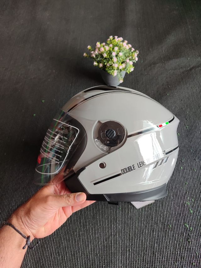 Casco moto jet gris talla L unisex