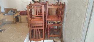 6 sillas comedor madera maciza con cojines 10€ c/u