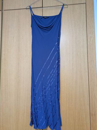 Vestido Mango azul lentejuelas L