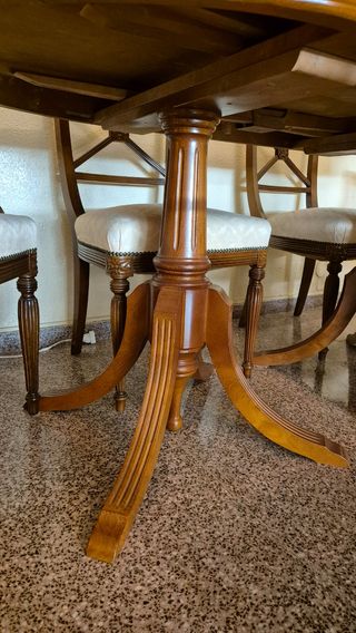Mesa ovalada + 6 sillas madera