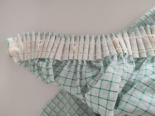 Cortinas cocina cuadros verde-blanco