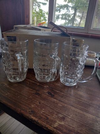 3 boccali birra vetro - nuovi