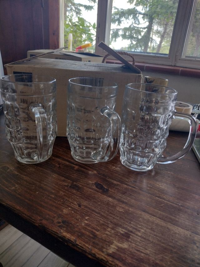 3 boccali birra vetro - nuovi