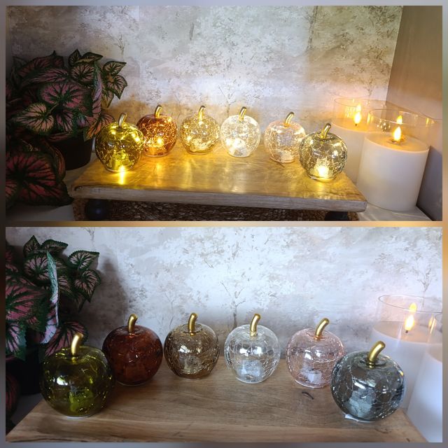 Maçã de cristal com luz, 6 unidades