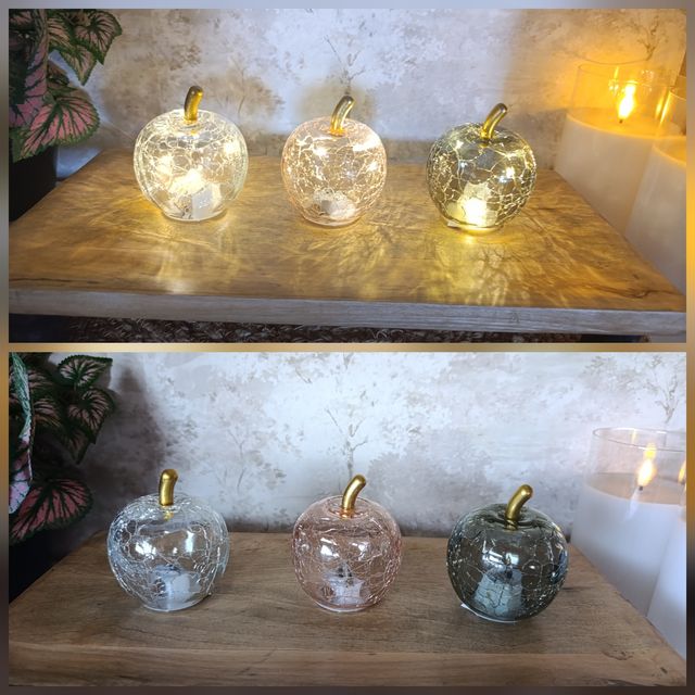 Maçã de cristal com luz, 6 unidades